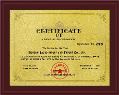 AUTHORIZATED CERTIFICATE OF STEEL FIBER FACTORY 